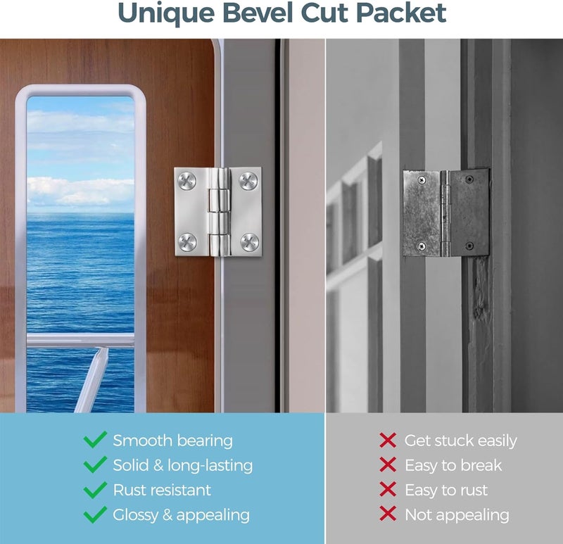 yeesport 4 PCS Boat Hinges, Stainless Steel Marine Grade, 2 x 2 Inches, No Noise Smooth Heavy Duty 316 Stainless Steel Hinges with Screws - Image 4